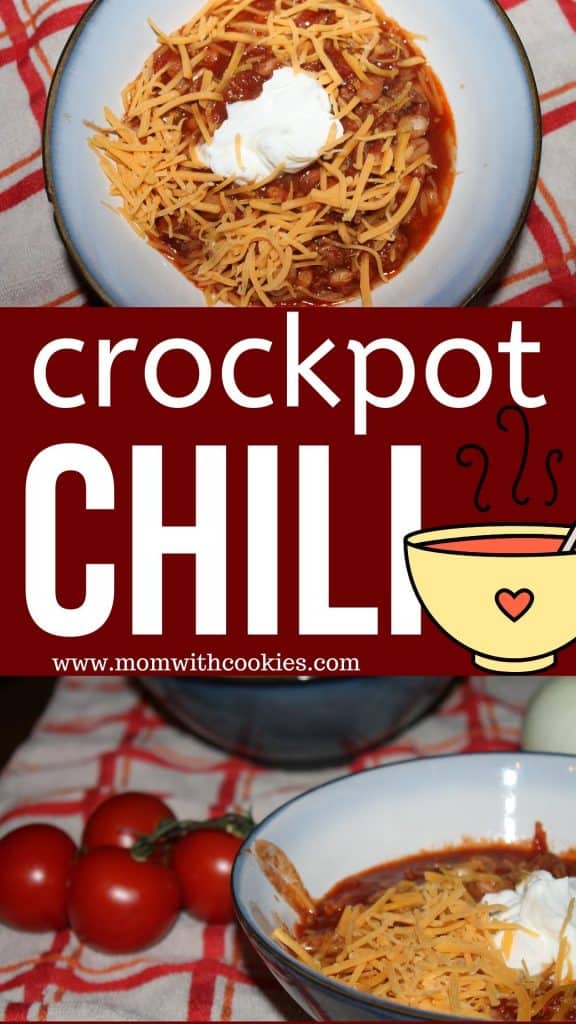 homemade chili served up in a bowl with cheese and sour cream on top