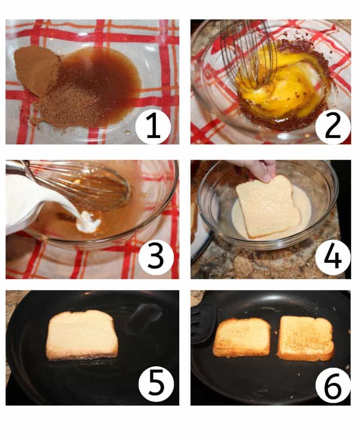 collage of process shots on how to make french toast