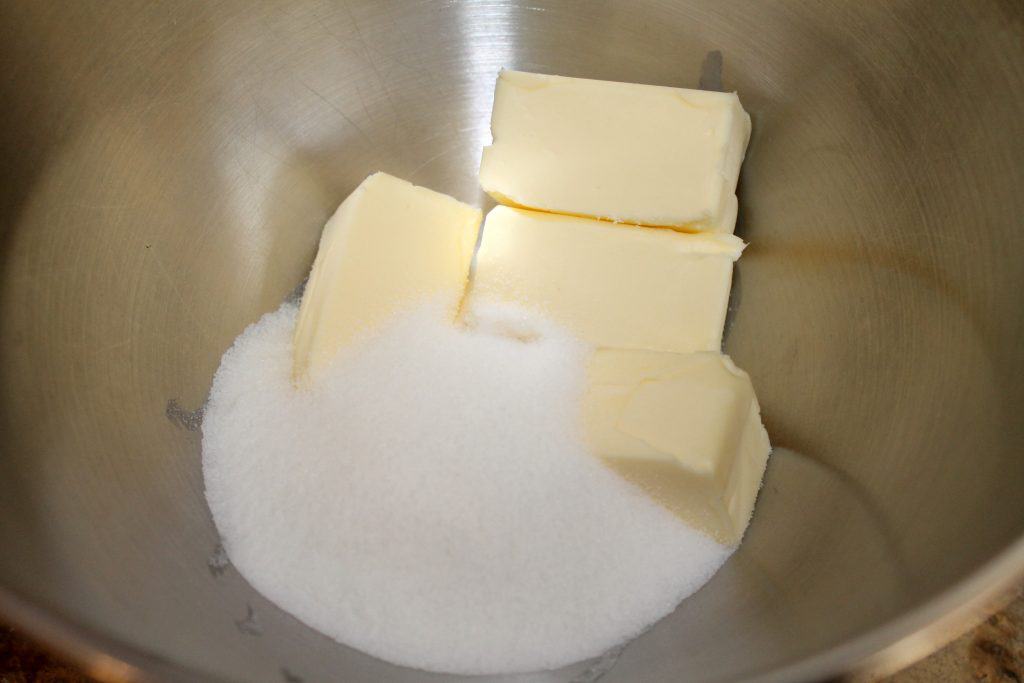 softened butter and sugar in a mixing bowl