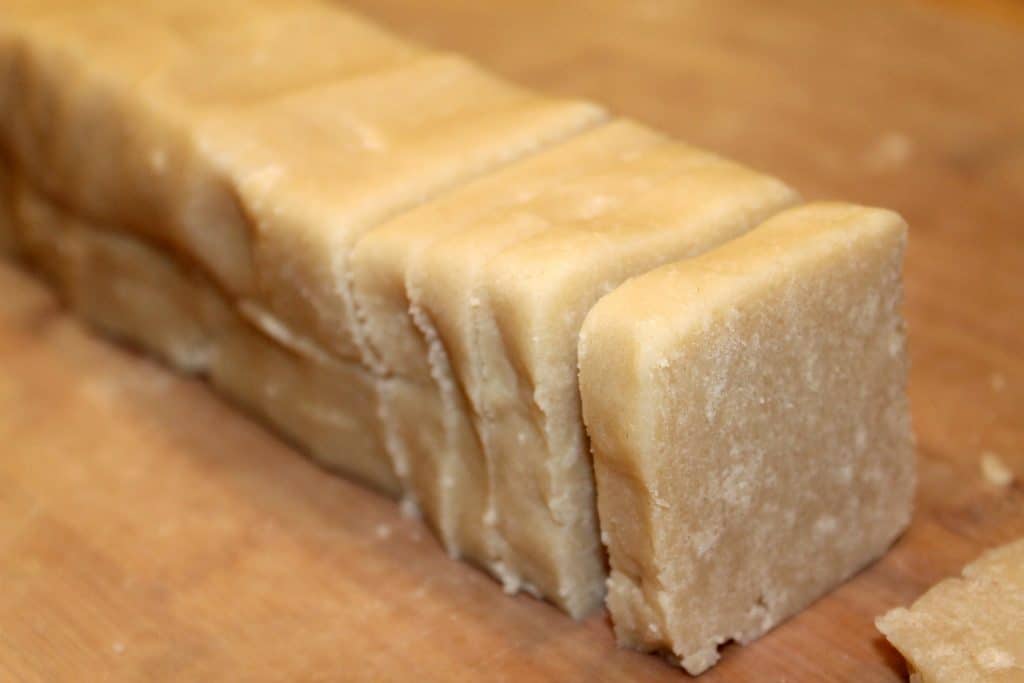 shortbread cookie dough formed into a rectangular log 