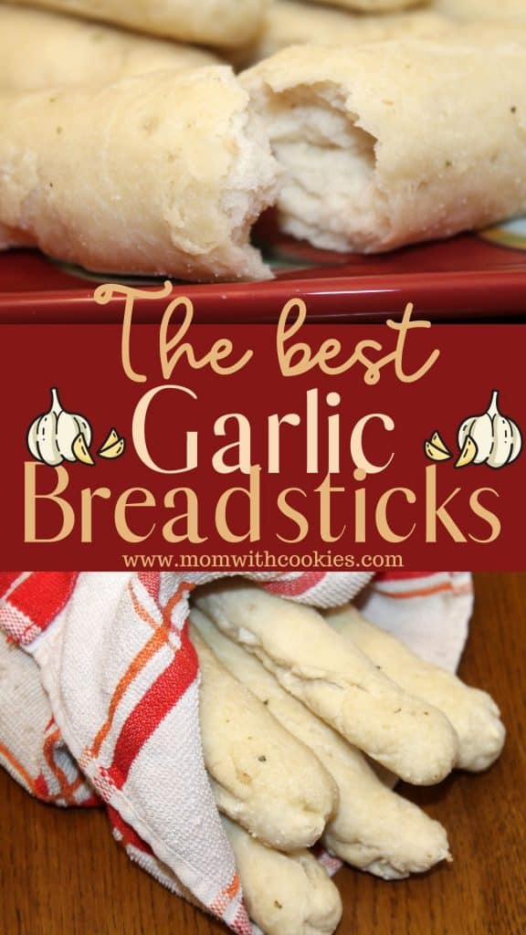 collage of garlic breadsticks ready to eat