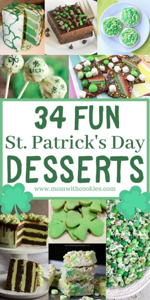 collage of different St. Patricks day desserts