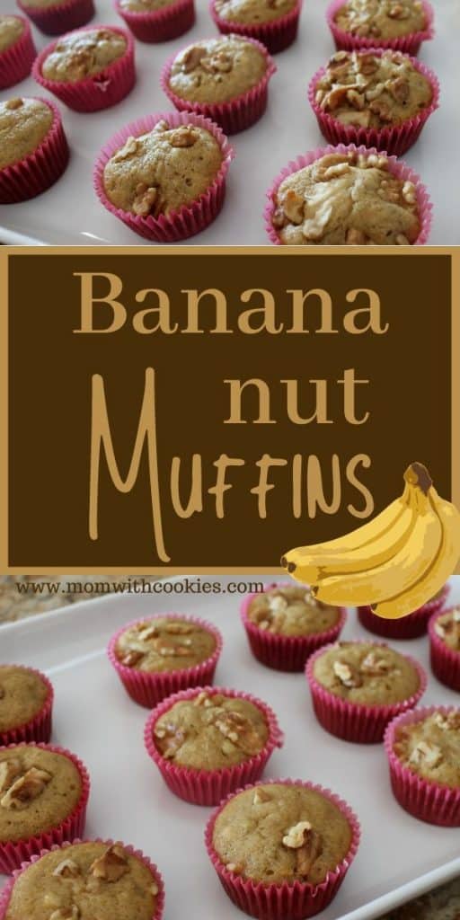 collage of banana nut muffins