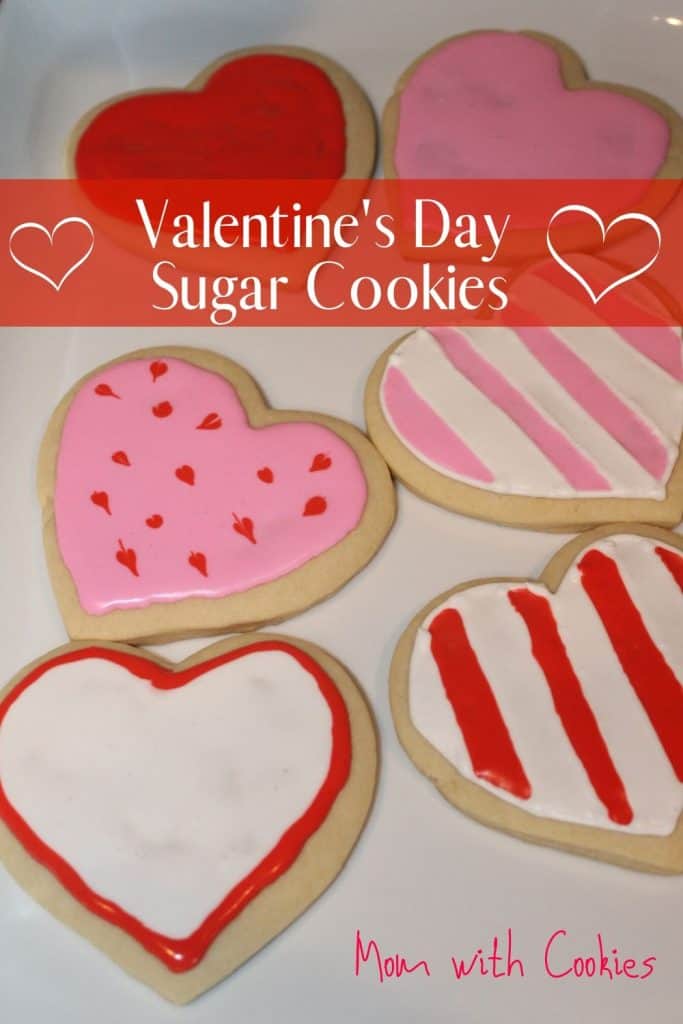 heart sugar cookies for Valentine's Day