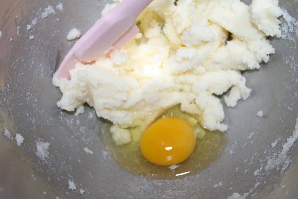 egg added to creamed butter and sugar