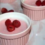 homemade raspberry mouse in a pink ramekin