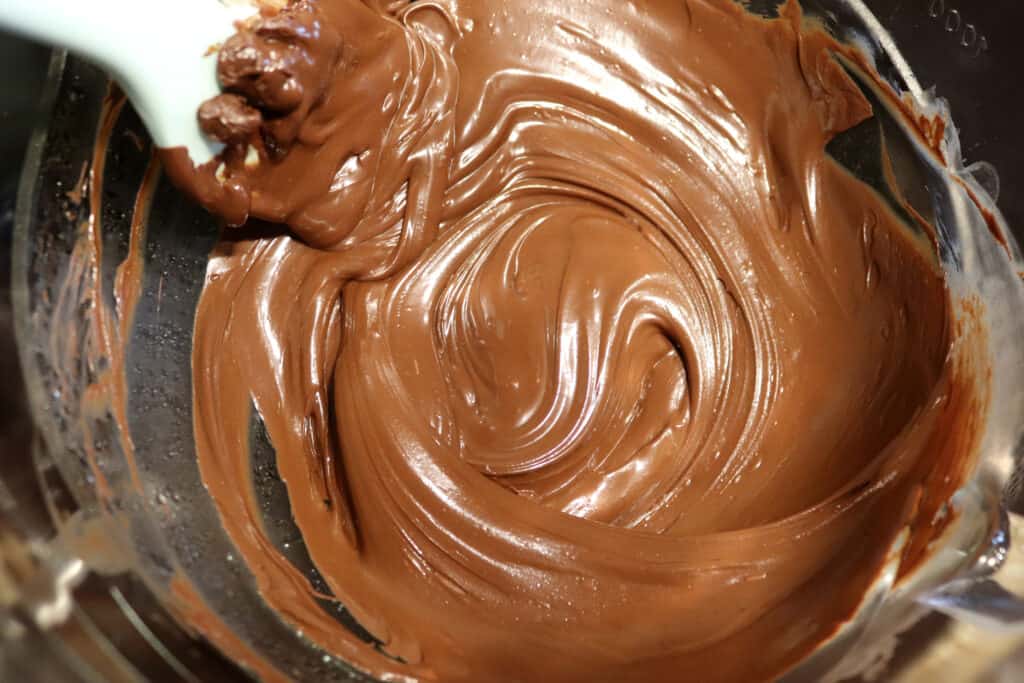 a bowl with melted mint chocolate