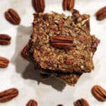 pecan pie bars with pecans on top