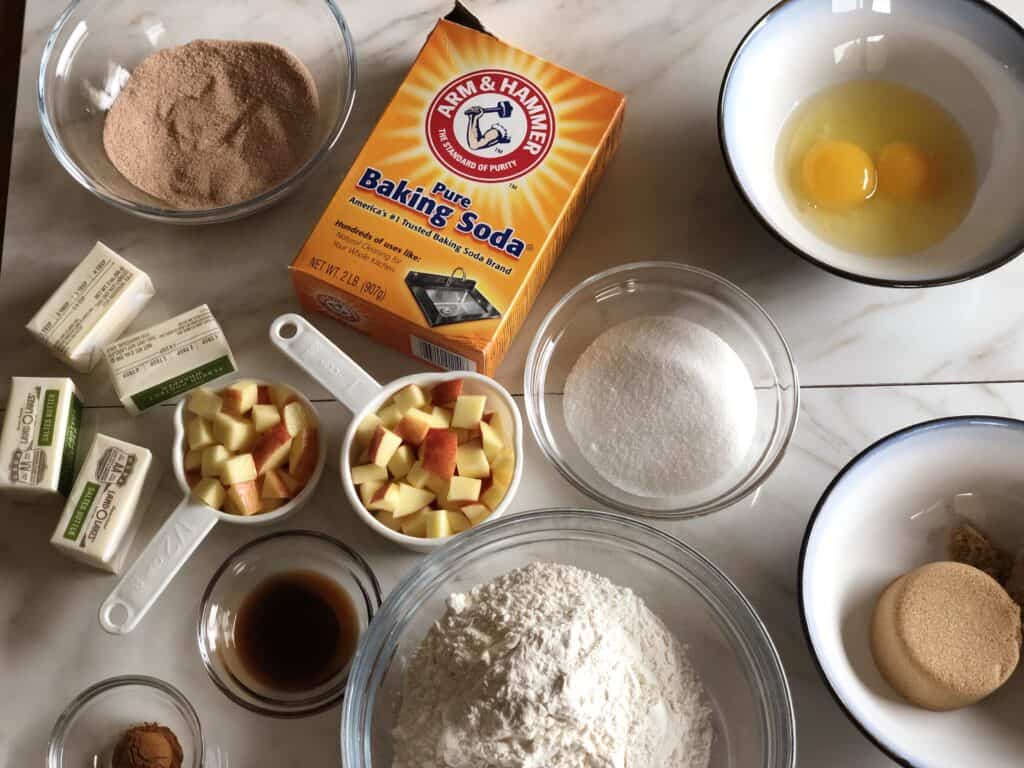 all the ingredients shown that are required to make snickerdoodle cookies