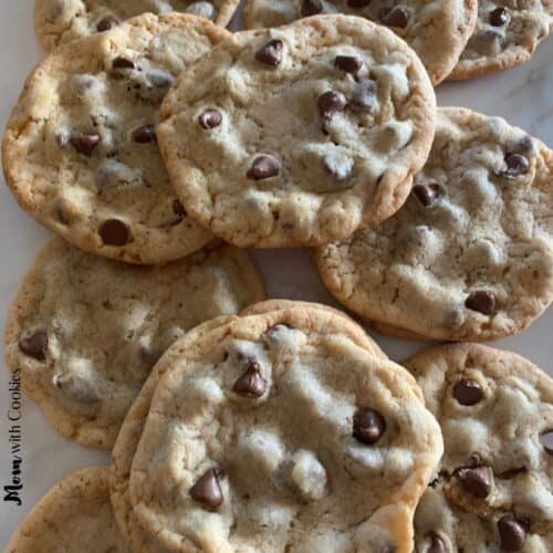 a bunch of homemade chocolate chip cookies